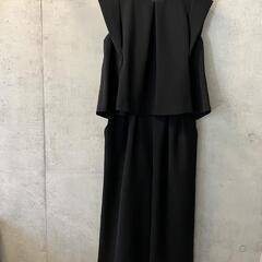 【SLOBE IENA】3WAYダブルクロス バックスリットブラウス×ガウチョオールインワンセットアップ（ブラック／40）の画像