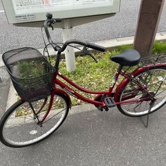 自転車　No.183　ワインレッド　24インチ　ライト付き　シテ...