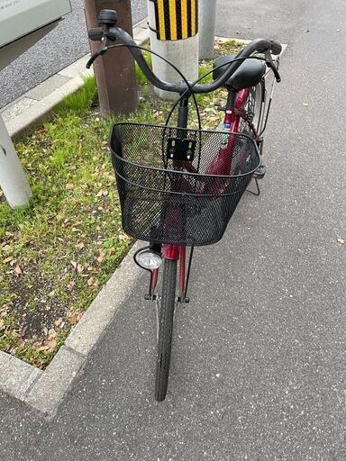 自転車　No.183　ワインレッド　24インチ　ライト付き　シティサイクル　【リサイクルショップどりーむ荒田店】