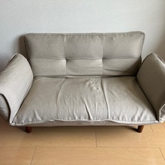  【4/13まで出品】2人掛けカウチソファー/ベージュ 背部肘部...
