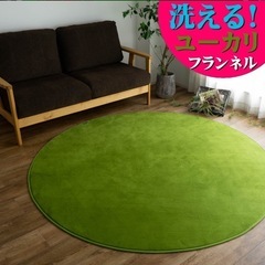 丸いラグ　緑系ユーカリ色　洗えるの画像