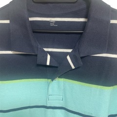 Gap 水色系ストライプ ポロシャツ Lの画像