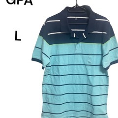 Gap 水色系ストライプ ポロシャツ L
