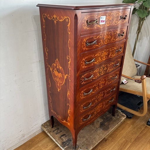 スペイン製　象嵌　サイドボード　チェスト　アンティーク 象嵌チェスト 象嵌 レトロ アンティーク インテリア 収納 足欠け