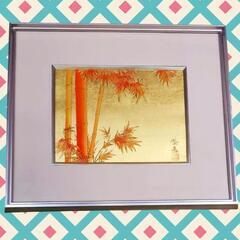 鳳鳴七宝、ほうめいしっぽう、もみじ絵画、紅葉絵画、秋絵画、ゴールド絵画、秋の絵、の画像