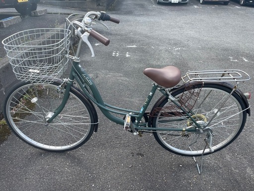 6段変速 オートLED自転車 26インチ  グリーン