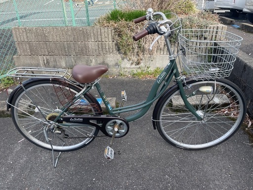 6段変速 オートLED自転車 26インチ  グリーン