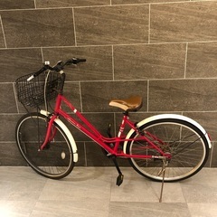 シティサイクル 26型 AE 外装6段変速 LEDオートライト マッドレッド 15AE/ファッション266AL MRD 　の画像