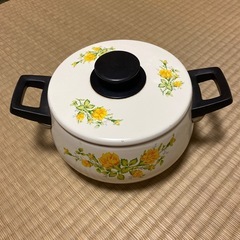 5月末まで　昭和レトロ　ホーロー鍋　両手鍋　昭和花柄　レトロポッ...