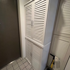 大容量　靴箱　白　同じのを２つ重ねています