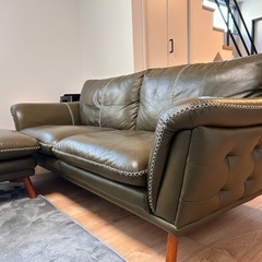 【値下げ中】ソファ/定価35万円/本革/スツール付き