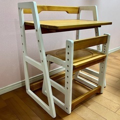 【天然木】こども勉強机セット