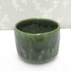 骨董・民芸品 食器 大樋焼 茶碗 茶道具 茶器 濃緑 【キモノオ...