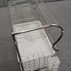 2段式 ステンレス製 水切りラック【幅20×奥行40×高さ33cm】カトラリーポケット付きの画像