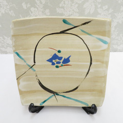 骨董・民芸品 中田明守 桔梗文 飾皿 大皿 絵皿 インテリア 共箱有 【キモノオフ野々市若松店】の画像