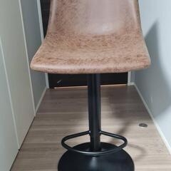 【美品】昇降式カウンターチェア（ブラウン／レザー調）
の画像