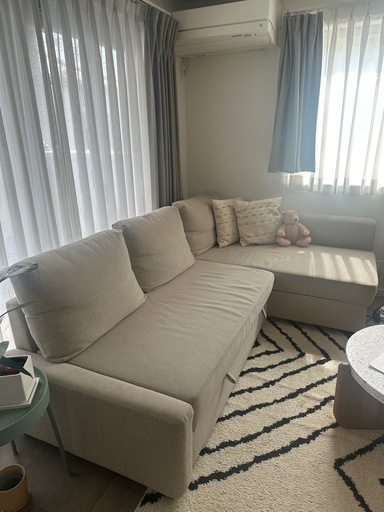手渡しのみ IKEA フリーヘーテン コーナーソファーベッド　収納付き