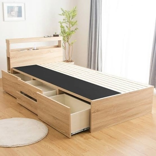募集終了【狭めのお部屋に役立つ大収納】ニトリ｜シングル収納付きベッド