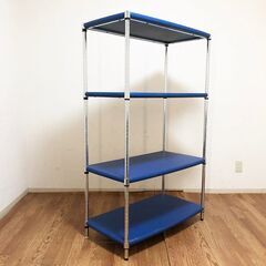 業務用4段メタルシェルフ　収納ラック可動式棚　ボードラック　飾り棚ウッドシェルフ　脚部アジャスター付き　キッチン/オフィス収納の画像