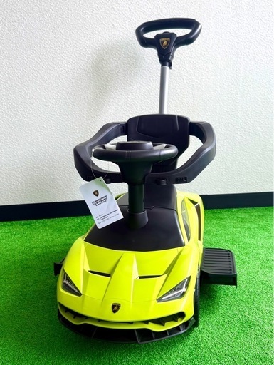 ランボルギーニ グリーン色の車型手押し車 乗用おもちゃ