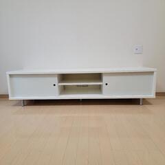 パールホワイト 光沢張り ガラス引き扉 テレビボード 180cm