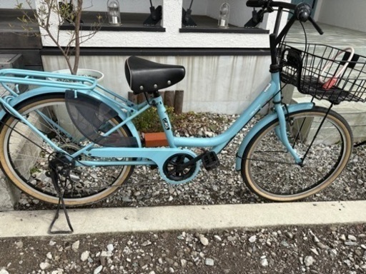 変速付き自転車24インチ水色オートライト