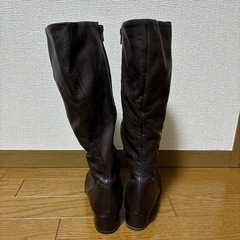 ダークブラウン レザー ロングブーツの画像
