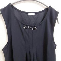 試着のみ❕美品❕特価❤️入学式に❕ビジュー ノースリーブ チュニック 黒 ワンピース Lの画像
