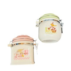 【新品】陶器 ポット 調味料入れ ミスド レトロ キャニスター