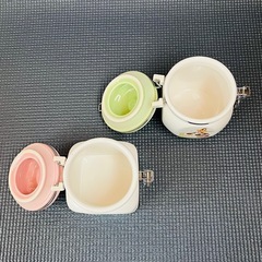 【新品】陶器 ポット 調味料入れ ミスド レトロ キャニスターの画像