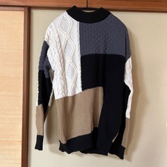 パッチワーク柄ニット2点(ＭとＬ)の画像