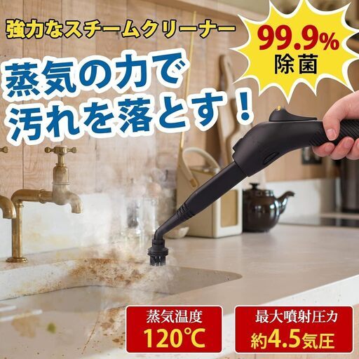 Waitbird スチームクリーナー 高温スチームによる除菌＆脱臭 1100ml大容量タンク＆16.4フィート電源コード 21多用途対
