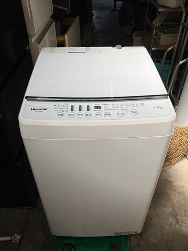 I2503-995 ハイセンス 全自動電気洗濯機 HW-G55B-W 2019年製 容量5.5kg 動作確認済み キズ汚れ有り