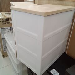 ★ジモティ割あり★  三段衣装ケース ホワイト H60.5×D41×W65.5 クリーニング済み HJ6157の画像
