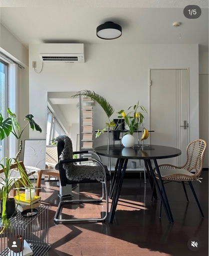 THE CAFE TABLE / 天然木シリーズ　Stainless トライアングル 4pin × ラウンド φ81 - 100