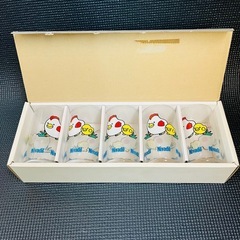【新品】ガラス コップ グラス 昭和レトロ にわとり 5個セットの画像
