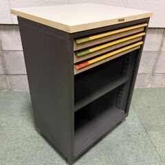 ELEGANT エレガント スチール キャビネット 書類ケース 収納庫 キャスター付 幅50cm×奥行41cm×高さ70cmの画像