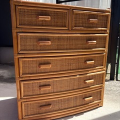 ラタン製５段チェスト