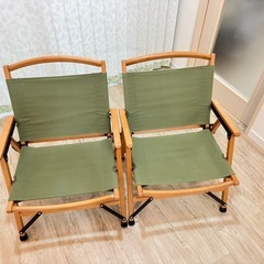 2脚セット 折りたたみ椅子 キャンプチェア ローチェア  木製
