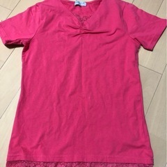 未着用　レースが可愛いピンクのTシャツ　ＬL