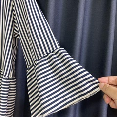 かわいいストライプのチュニックワンピースの画像