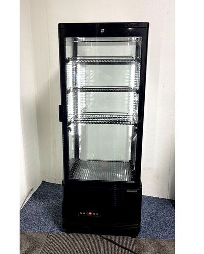 LED照明付　レマコム REMACOM 黒　ブラック　冷蔵ショーケース 4面ガラス R4G-105SLB 105L 結露防止 ノンフロン 冷蔵庫