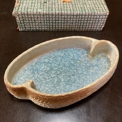 【美品】水盤　陶器製　内側ガラスで涼しげです◎ 箱付き　花器　生け花