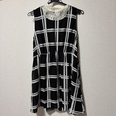 SHEENADELRAY黒のチェック ノースリーブワンピース