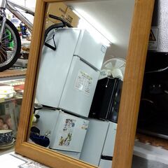 日建工業 壁掛け鏡 ナチュラル系 幅37×高47㎝ 無垢 木製 ミラー 家具 札幌市 中央区 南12条の画像