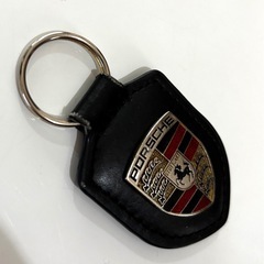 【PORSCHE 】ポルシェ クレストキーホルダー　キーリング　キータグ 黒の画像