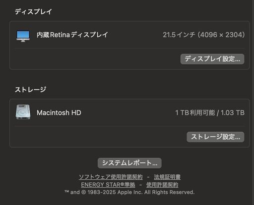 iMac（Retina 4K,21.5インチ,2019）1.03TB/8GB〈MRT42J/A〉④