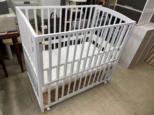 ベビーベッド　No.2376　ホワイト　エルユー プレイペンベビーベッド　大和屋　【リサイクルショップどりーむ荒田店】