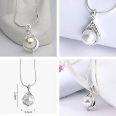 シルバー/フェイクパールネックレス（新品）おすすめの画像