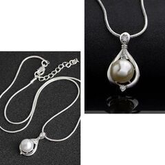 シルバー/フェイクパールネックレス（新品）おすすめの画像
